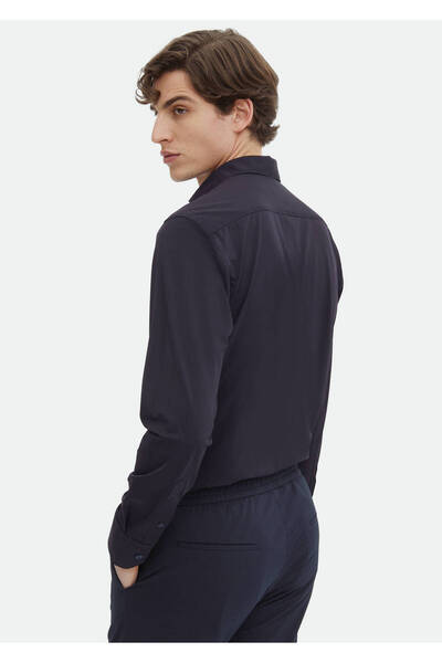 Ramsey Cămașă clasică țesătă, albastru bleumarin, cu croială normală