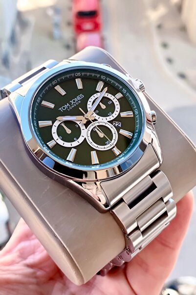 Tom Jones erkek kolsaati gümüş çelik 3 atm su gecirmez 2 yıl garantili bilekl...