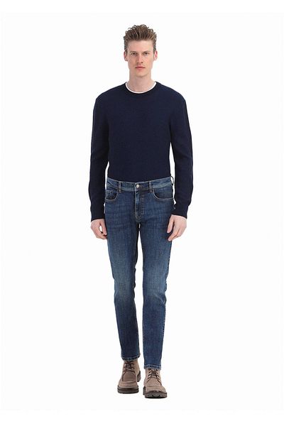 Ramsey Παντελόνι με τζιν-βαμβακερό μείγμα Navy Blue Slim Fit