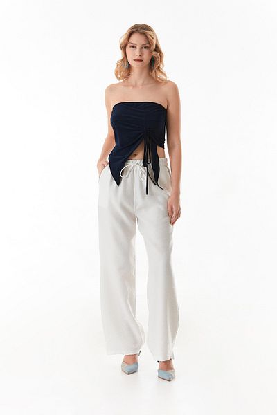 Fulla Moda Παντελόνι Palazzo με λεπτομέρεια από πέτρα τσέπης και ελαστική μέση