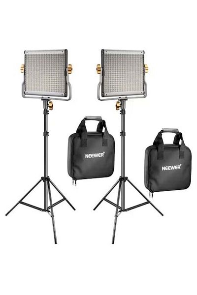 NEEWER Neewer Bi Color 480 LED Panel Kit, with 200 cm tripods, power cables, carrying bags