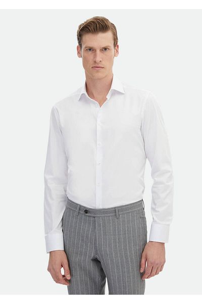Ramsey Cămașă clasică albă din bumbac slim fit