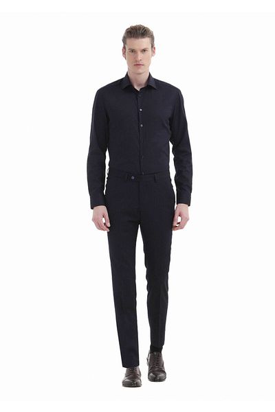 Ramsey Πουκάμισο Navy Blue Regular Fit Classic 100% βαμβάκι