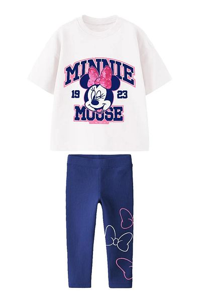 Daisy Dolly Girl's Cotton Non-Ribbed Leggings Printed T-Shirt Set