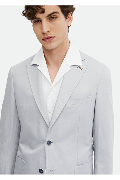 Ramsey Mavi Düz Zeroweight Slim Fit Pamuk Karışımlı Takım Elbise