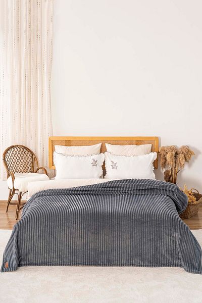 Rivaİstanbul Gloria Anthracite Wellsoft Double Blanket