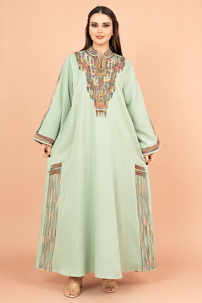 IKKXA Solid Embroidered Jalabiya