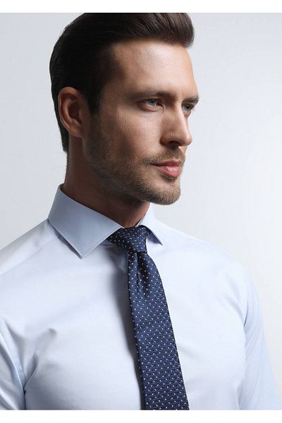 Ramsey Cămașă clasică din bumbac slim fit albastru deschis