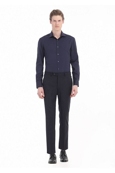 Ramsey Πουκάμισο με κανονική εφαρμογή Navy Blue Classic από βαμβακερό μείγμα