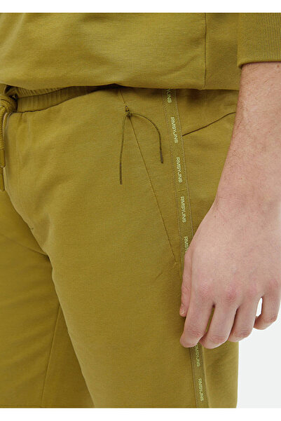 Ramsey Yağ Yeşili Düz Örme Jogging Fit Spor Pamuk Karışımlı Bermuda