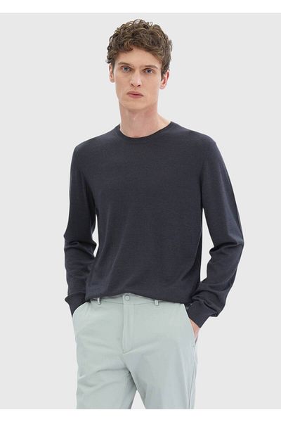 Ramsey Anthracite Crew Neck Απλό πλεκτό μαλλί ανάμεικτο πλεκτό