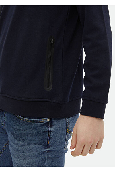 Ramsey Μπλε μονόχρωμο φούτερ με λαιμόκοψη