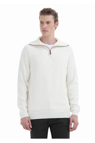 Ramsey Πλεκτά Jacquard Ecru - Μισό ζιβάγκο, Μάλλινο Μείγμα