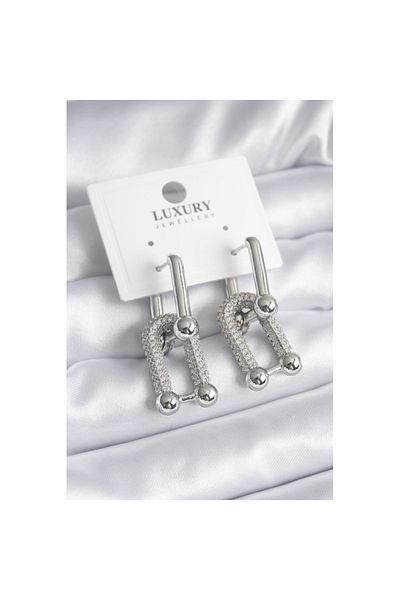 Skygo Silver Color Zircon Stone Tiffany Model Women's Earrings - Tj-Bkp8335