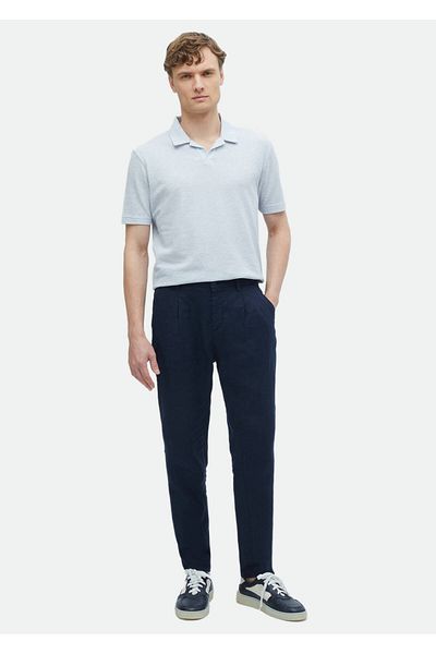 Ramsey Tricou cu gât polo jacquard albastru deschis 100% bumbac