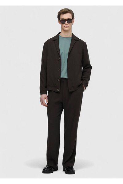 Ramsey Dark Brown Straight Casual Fit Wool Blended Suit