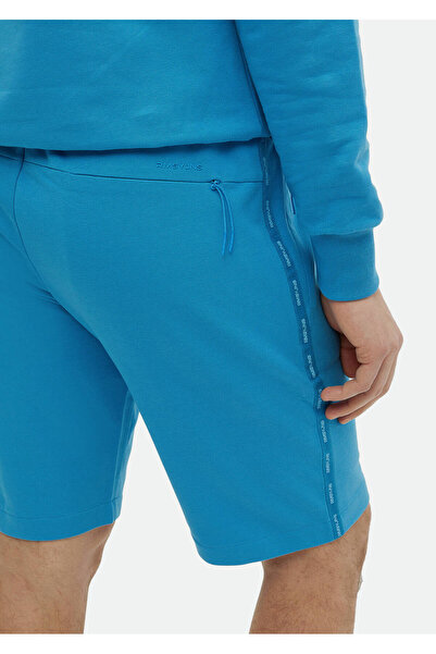 Ramsey Turkuaz Düz Örme Jogging Fit Spor Pamuk Karışımlı Bermuda