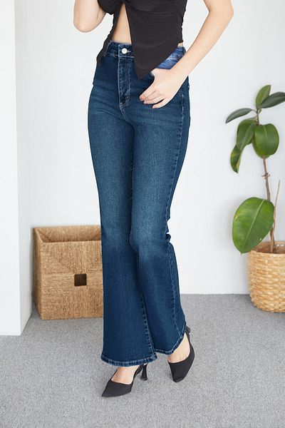 Fulla Moda Jean evazat cu talie înaltă