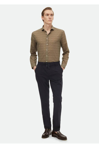 Ramsey Haki Baskılı Regular Fit Dokuma Casual %100 Pamuk Gömlek