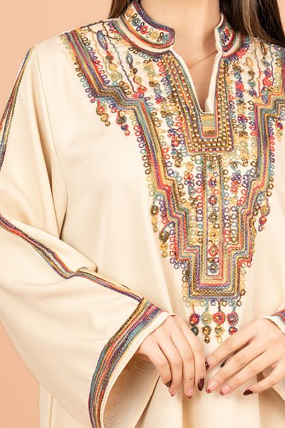IKKXA Solid Embroidered Jalabiya