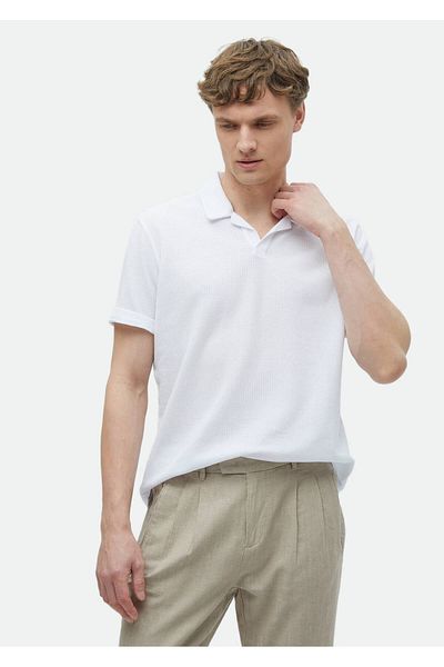 Ramsey Μπλουζάκι Polo Neck White Jacquard 100% βαμβάκι