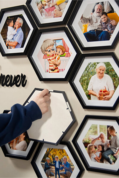 Nobbystar Adhesive Snap-Take Large Size Hex Frame Kit with Black Mat - Pack of 12