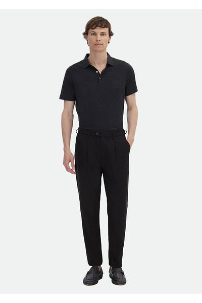 Ramsey Μαύρο Casual Παντελόνι Regular Fit - Απλό ύφανση