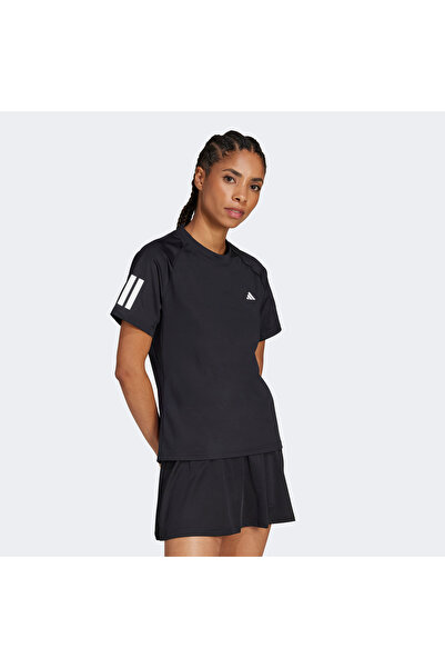 adidas Club 3 Stripes Climacool γυναικείο μαύρο μπλουζάκι τένις