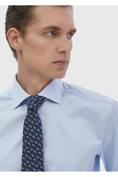 Ramsey Σκούρο μπλε ίσιο κλασικό πουκάμισο με κανονική εφαρμογή από 100% βαμβάκι