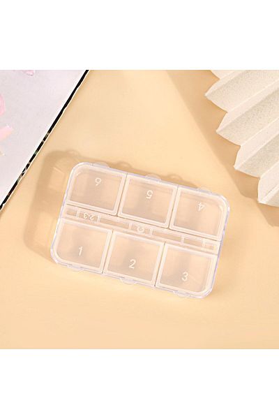 COOYA 4 PCS 6 Grid Plastic Jewelry Box,Clear Beads Jewelry Organizer Storage Box with Dividers