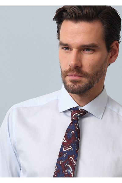 Ramsey Ανοιχτό μπλε Slim Fit Classic βαμβακερό πουκάμισο