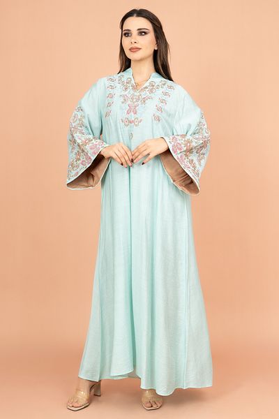 IKKXA Crystal-Embellished Embroidered Jalabiya