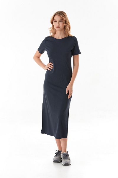 Fulla Moda Basic φόρεμα με σχισμή με λαιμόκοψη