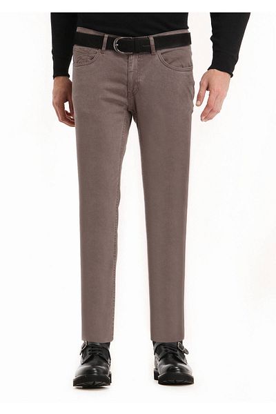 Ramsey Ανοιχτό καφέ Slim Fit Cotton Blended Casual Παντελόνι