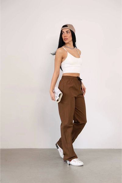 TANLA Coffee Sweets Prașut Fabric Baggy Sweatpants with Leg Pockets