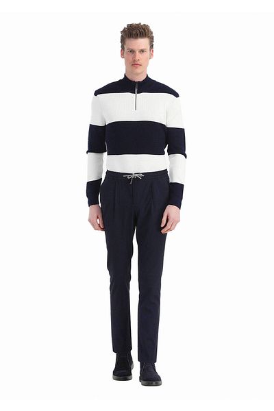 Ramsey Ανοιχτό Navy Blue Casual ίσιο υφαντό παντελόνι