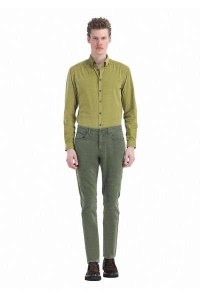 Ramsey Χακί Slim Fit Casual Βαμβακερό παντελόνι