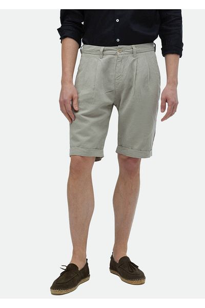 Ramsey Μπεζ Casual Βερμούδες - 100% Βαμβάκι, Απλό Υφαντό Καρότο
