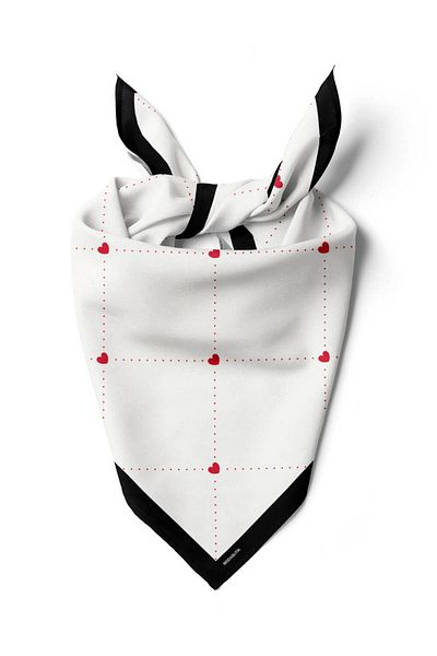 Modabutik Women's Square Heart Patterned Bandana 50x50 Red Dg0268-22 Snz