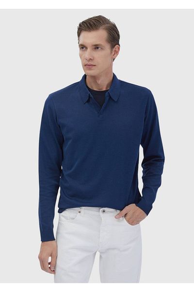 Ramsey Μονόχρωμο φούτερ Indigo Polo Neck