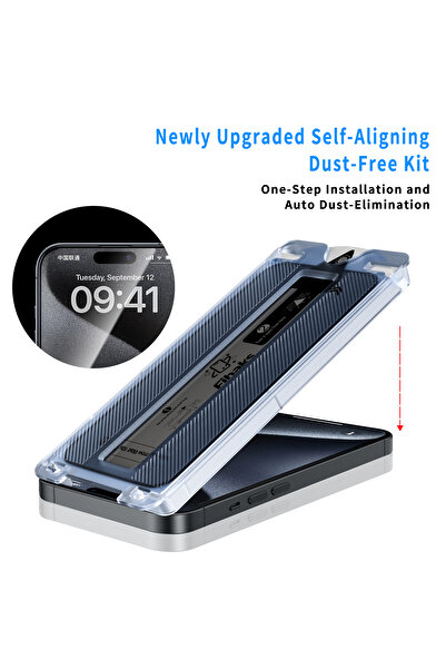 Fibaks Apple iPhone 11 Pro Max Full Covering Ghost Glass Screen Protector with Black Frame with Application Apparatus