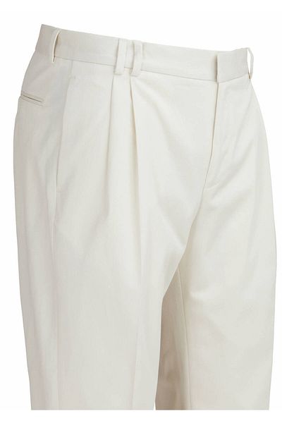 Ramsey Modern Fit Ecru Cotton Blend - Straight Fabric Trousers