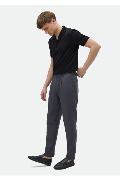 Ramsey Anthracite Casual Jogging Fit 100% Linen Trousers
