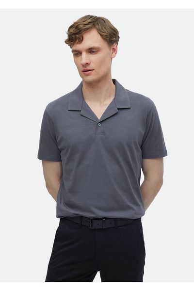 Ramsey Dark Gray Polo Collar 100% Cotton T-Shirt