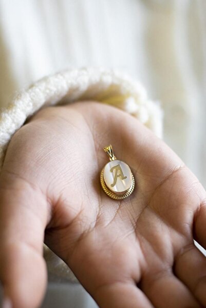 SEMİZ KUYUMCULUK Sedef Harf Altın Kolye Ucu