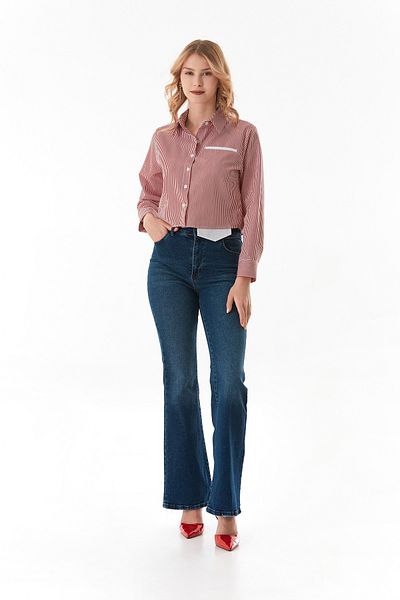 Fulla Moda Striped Long Sleeve Crop Shirt