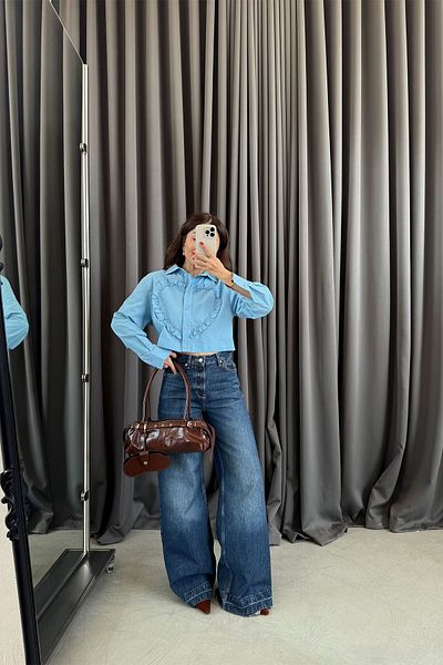 Özge Özgenç Blugi cu picioare largi fără cusături