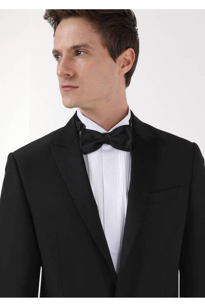 Ramsey Black Double-breasted Collar Woven Tuxedo Suit - Modern Fit