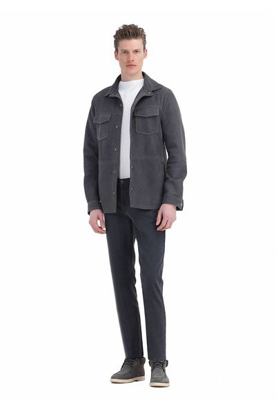 Ramsey Anthracite Slim Fit Casual ίσιο παντελόνι από βαμβακερό μείγμα