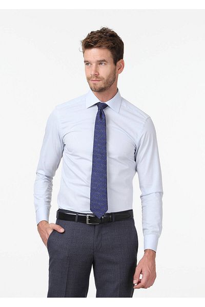 Ramsey Cămașă clasică din bumbac slim fit albastru deschis